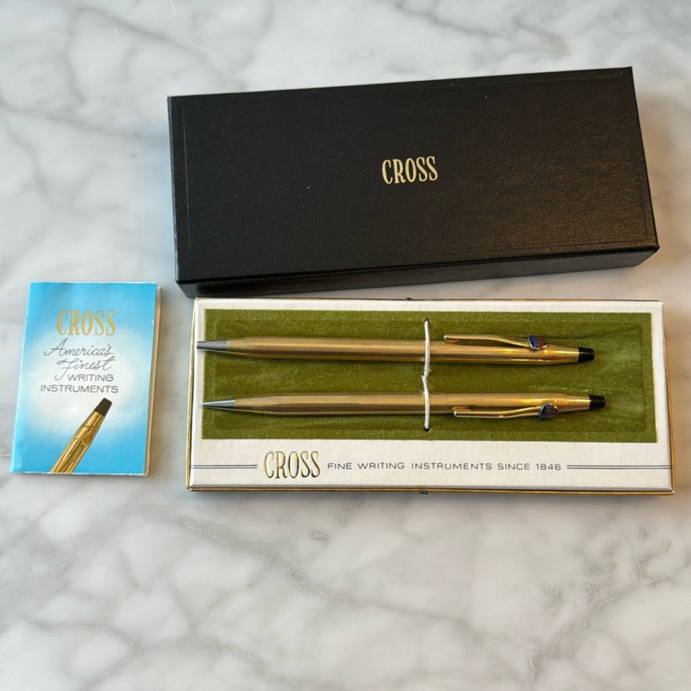 Vintage Cross 12KT Gold Filled Pen & Pencil Set With Amoco Logo in Origi…